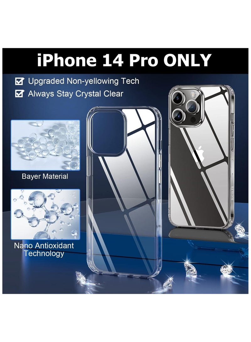 ELTRAZONE ELTERAZONE Designed for iPhone 14 Pro Case, [Non-Yellowing] [10FT Military Grade Protection] Shockproof Slim Phone Case Bumper Thin Cover, Crystal Clear - Image 2