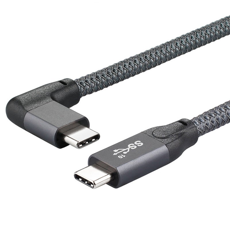Type-C Cable with Right Angle PD100W Quick Charge 4K Audio&Video Syncing Cable Compatible with Thunderbolt3 External Hard Disk, Grey 0.5m - Image 1