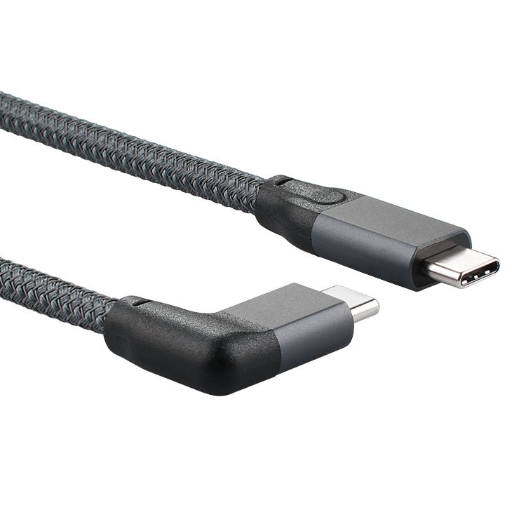 Type-C Cable with Right Angle PD100W Quick Charge 4K Audio&Video Syncing Cable Compatible with Thunderbolt3 External Hard Disk, Grey 0.5m - Image 4