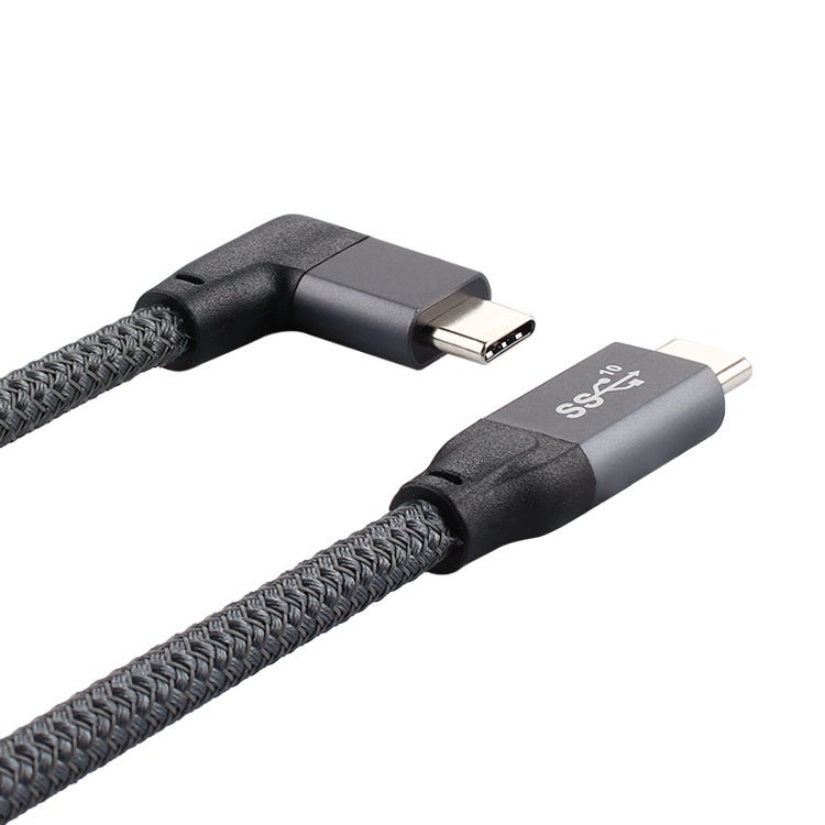 Type-C Cable with Right Angle PD100W Quick Charge 4K Audio&Video Syncing Cable Compatible with Thunderbolt3 External Hard Disk, Grey 0.5m - Image 5