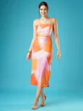 globus orange and pink abstract print
