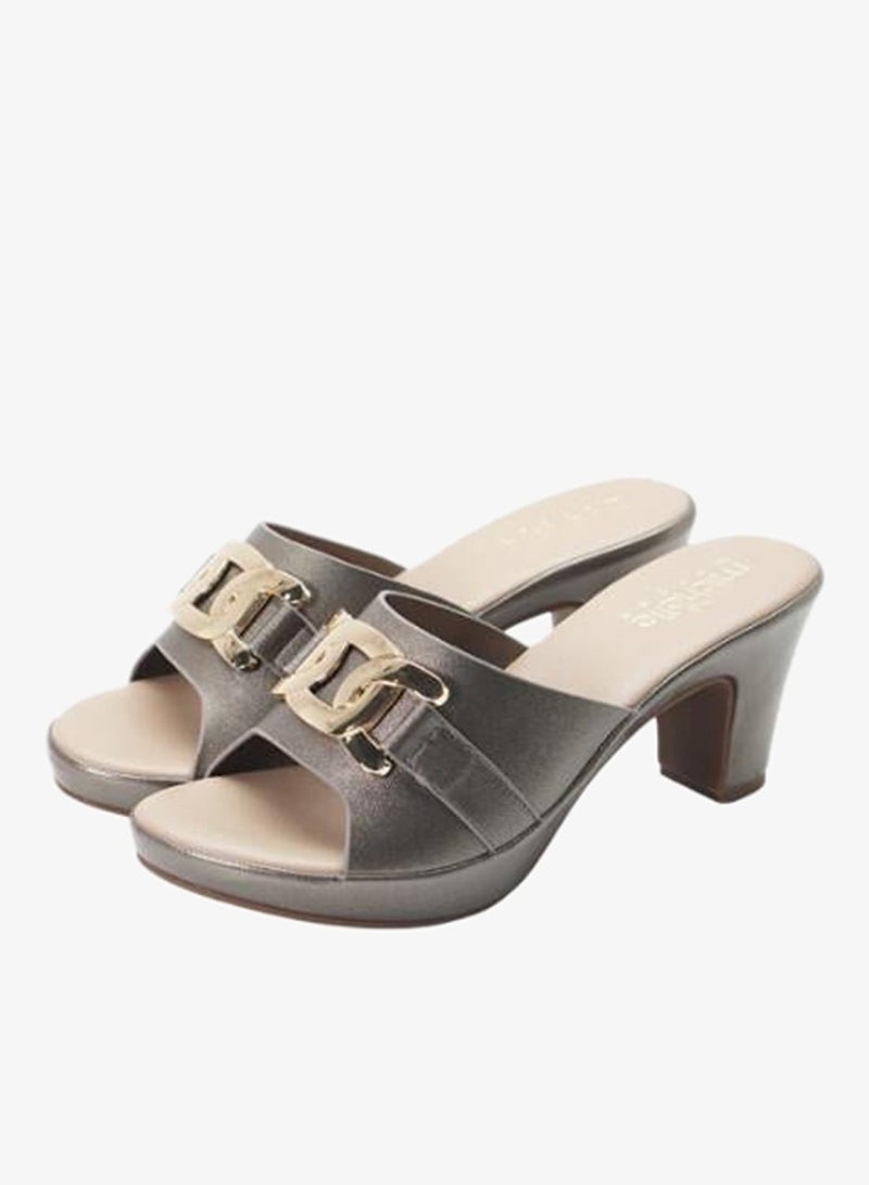 ميشيل مورجان 092-3093 Michelle Morgan Ladies Mid Heel Sandals11-106A Pewter - Image 1