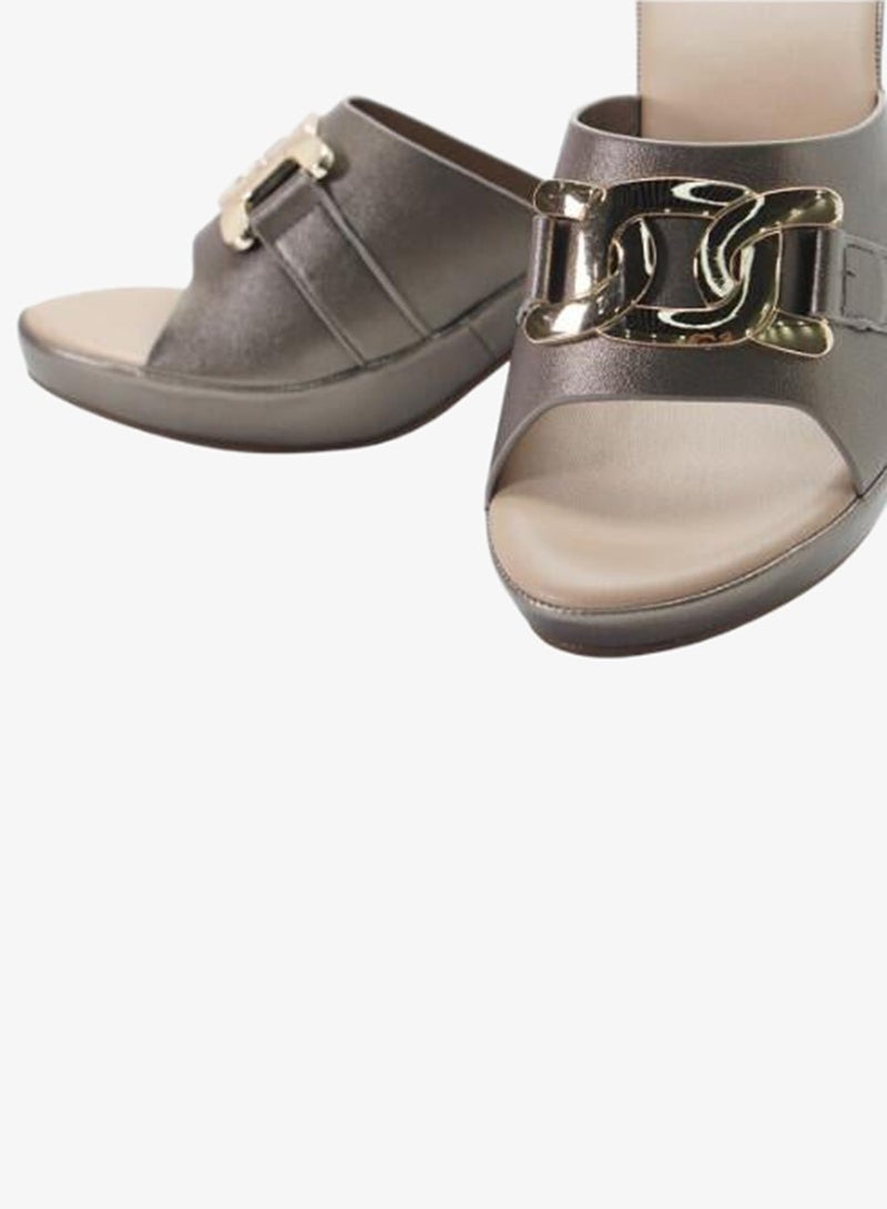 ميشيل مورجان 092-3093 Michelle Morgan Ladies Mid Heel Sandals11-106A Pewter - Image 2