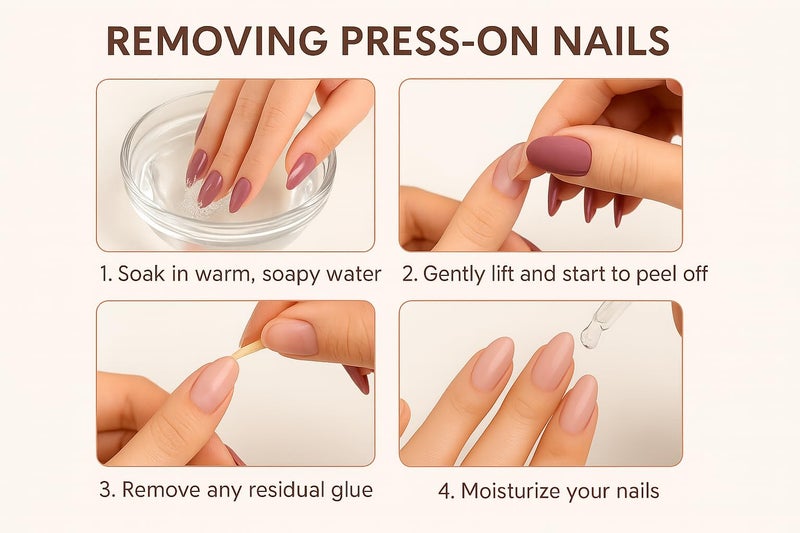 Coslifestore Pack of 24 Press On Nails | Reusable Stick-On Artificial Gel Nail Tips for Girls, Women & Brides | Almond Shape Glossy Finish with Stones & Rhinestones | Wedding, Party & Special Occasion Wear (Peach, Nude floral design with stones) - Image 5