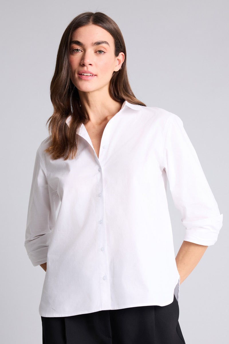 DeFacto White Woman Oversize Fit Shirt Collar Poplin Long Sleeve Shirt Casual - Image 3