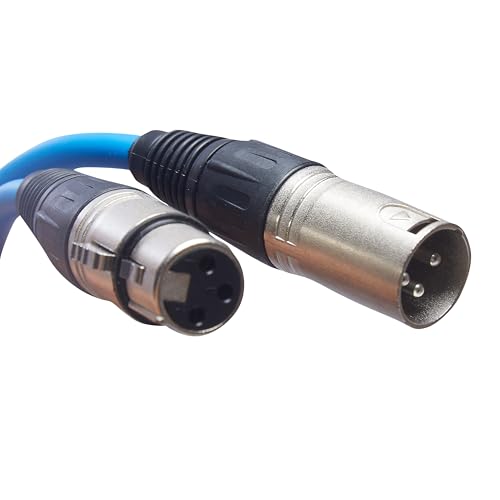 Bajaao Profesional quality, XLR Male to XLR Female Balanced Microphone Cable- Blue 6M / 20ft - Image 3