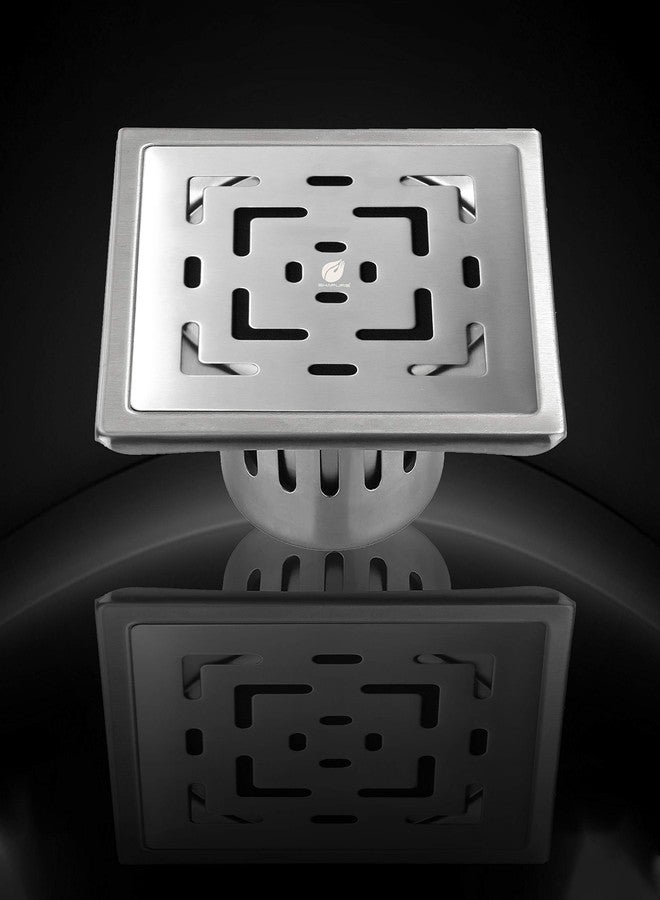 Shapure Stainless Steel Grade 304 Bathroom Drain Channel Grating Cover Floor Anti-Cockroach Jali in Matt Finish (L- Shaped Jali, 5" X 5") - Image 1