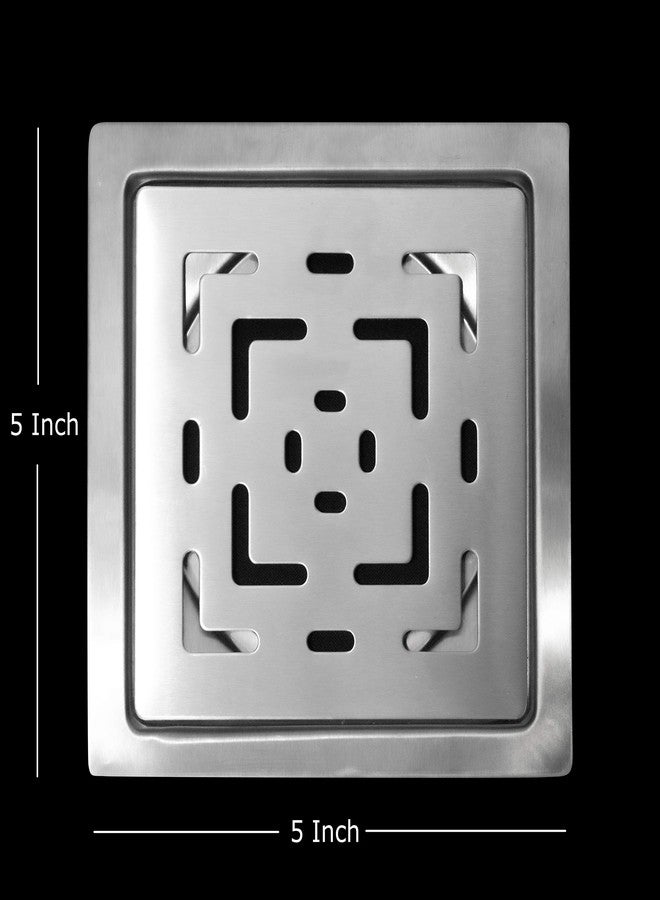 Shapure Stainless Steel Grade 304 Bathroom Drain Channel Grating Cover Floor Anti-Cockroach Jali in Matt Finish (L- Shaped Jali, 5" X 5") - Image 2