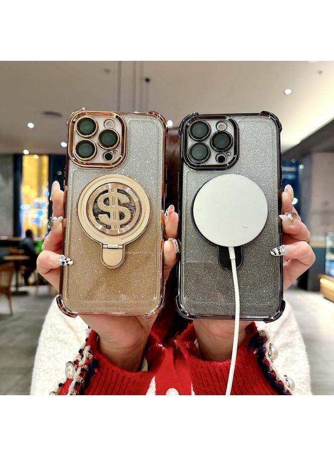 S-TOP Case For iPhone 13 Space Gradient Glitter MagSafe Holder Phone Case with Lens Film - Image 5