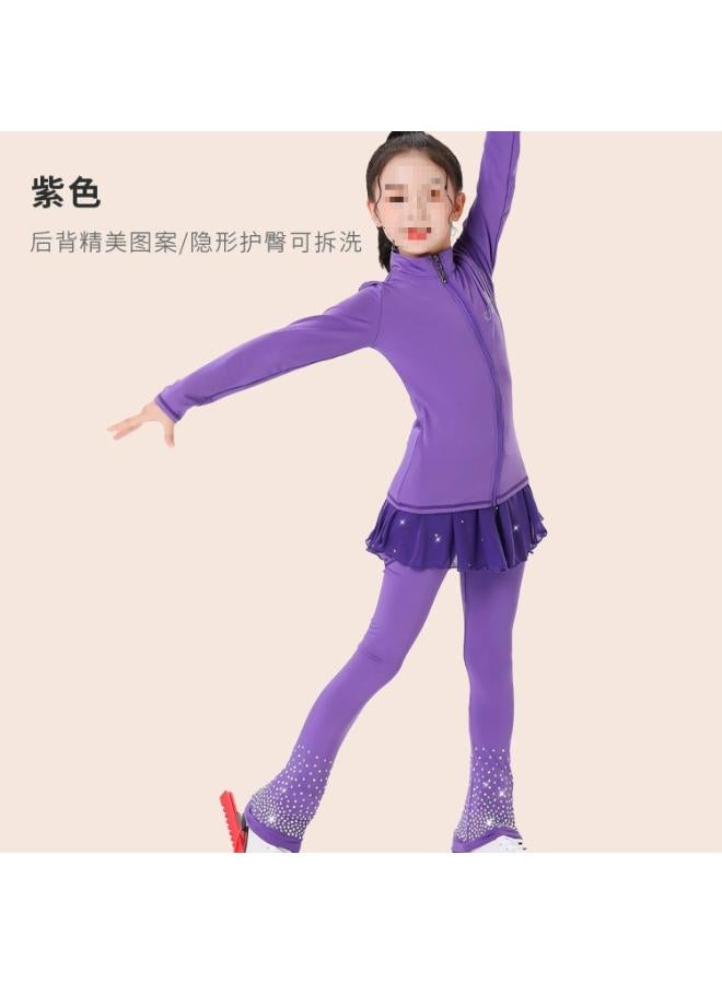 VUELO Skating Children's Skating Girls' Pants Clothing Fleece-lined Skating Clothes Performance Training Figure Skating Hip Pants - Image 1