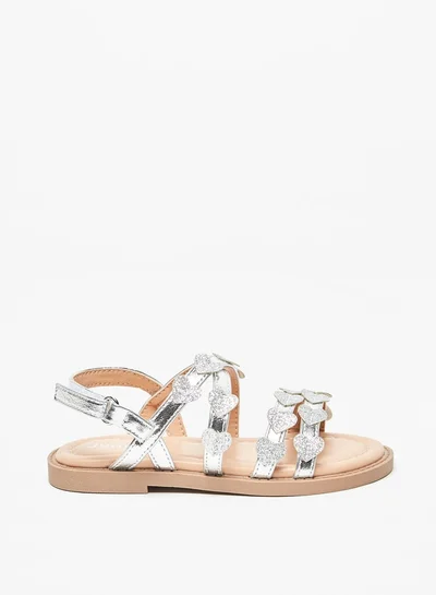 JUNIORS Girls Heart Accent Sandal with Hook and Loop Closure