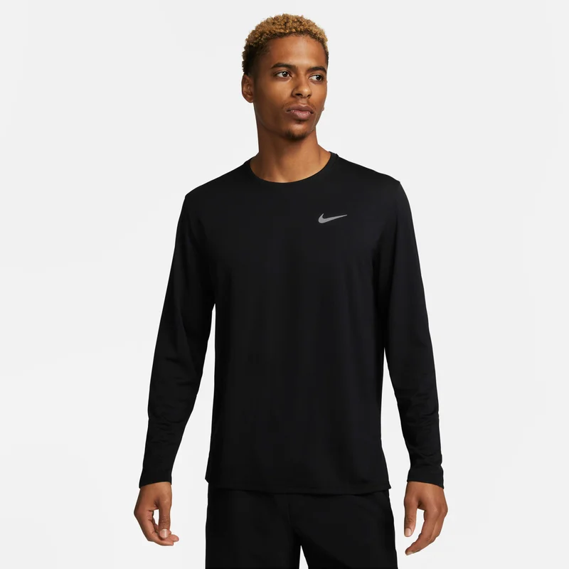 Nike Black Men's Miler Dri-FIT UV Running Top for Men | Best Price UAE