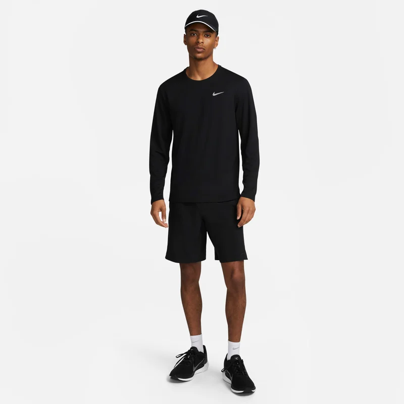 Nike Black Men's Miler Dri-FIT UV Running Top for Men | Best Price UAE