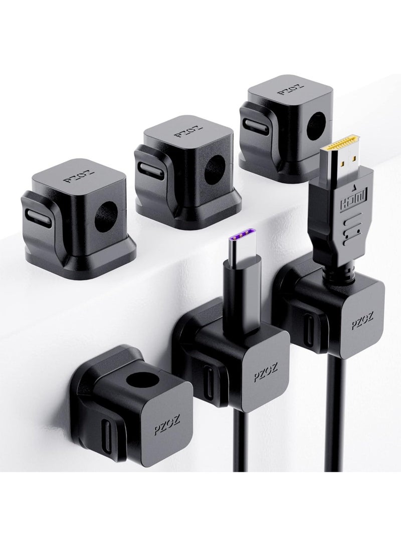 PZOZ 6 Pack Cable Organizer, Cable Management Clips, Adhesive Cord Organizer for Home and Office Wall Desk Nightstand, Useful for USB Charger Cables, TV Cables, PC Desktop Accessories (Black) - Image 1