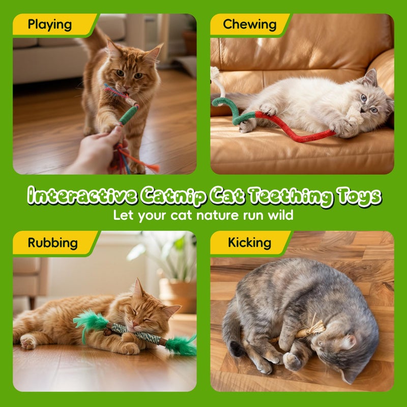GBSYU Silvervine Sticks for Cats & Cat Chew Rope Toy with Refillable Natural Catnip Bag for Teeth Cleaning, Interactive Cat Catnip Toys for Indoor Cats, Kitten Teething Toys for All Breeds (8Pcs) - Image 4