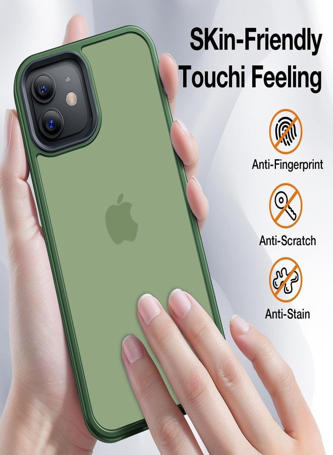 جراب Yriklso لهاتف iPhone 12، مقاوم للصدمات لهاتف iPhone 12 Pro، حماية من السقوط بمعايير عسكرية، غطاء خلفي صلب رفيع وشفاف، لون أخضر غير لامع - Image 4
