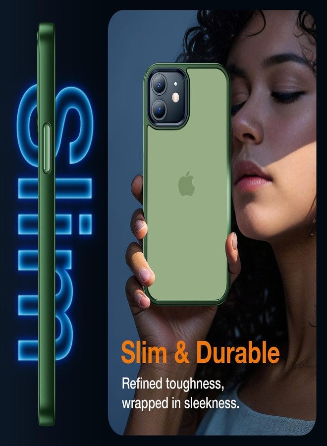 جراب Yriklso لهاتف iPhone 12، مقاوم للصدمات لهاتف iPhone 12 Pro، حماية من السقوط بمعايير عسكرية، غطاء خلفي صلب رفيع وشفاف، لون أخضر غير لامع - Image 5