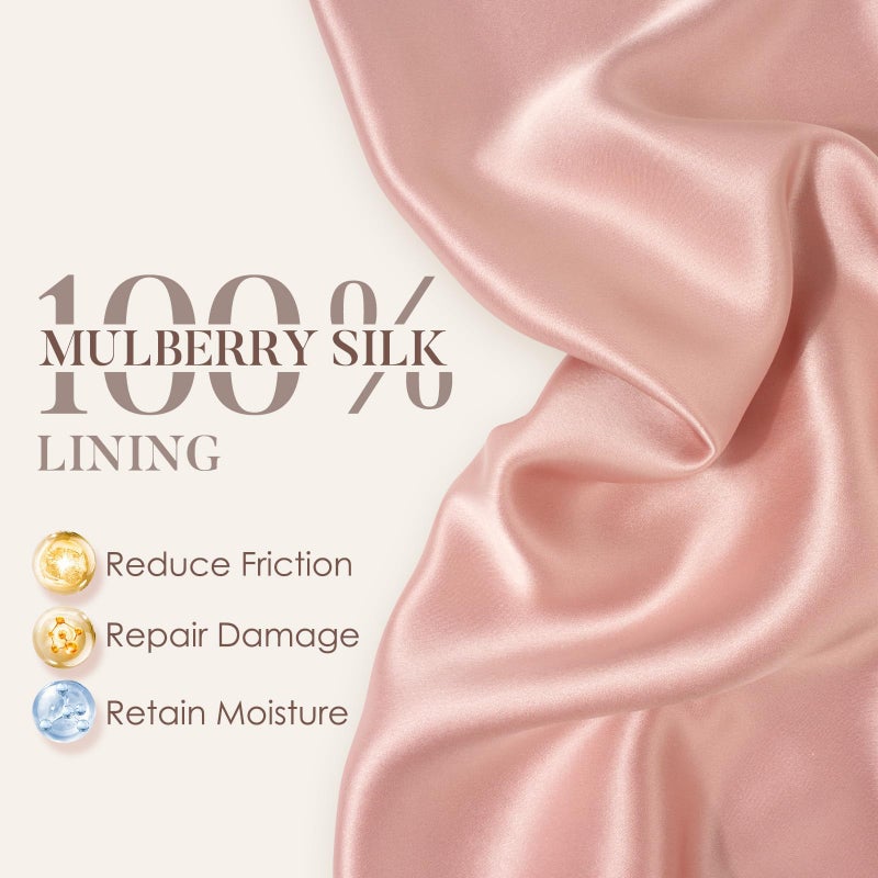 LULUSILK Mulberry Silk Bonnet for Sleeping Women, No More Frizzy Tangled Hair, Stay On All Night Silk Hair Wrap for Sleeping with Adjustable Strap, Silk Sleep Cap for Women and Men, Pink, Pack of 1 - Image 2