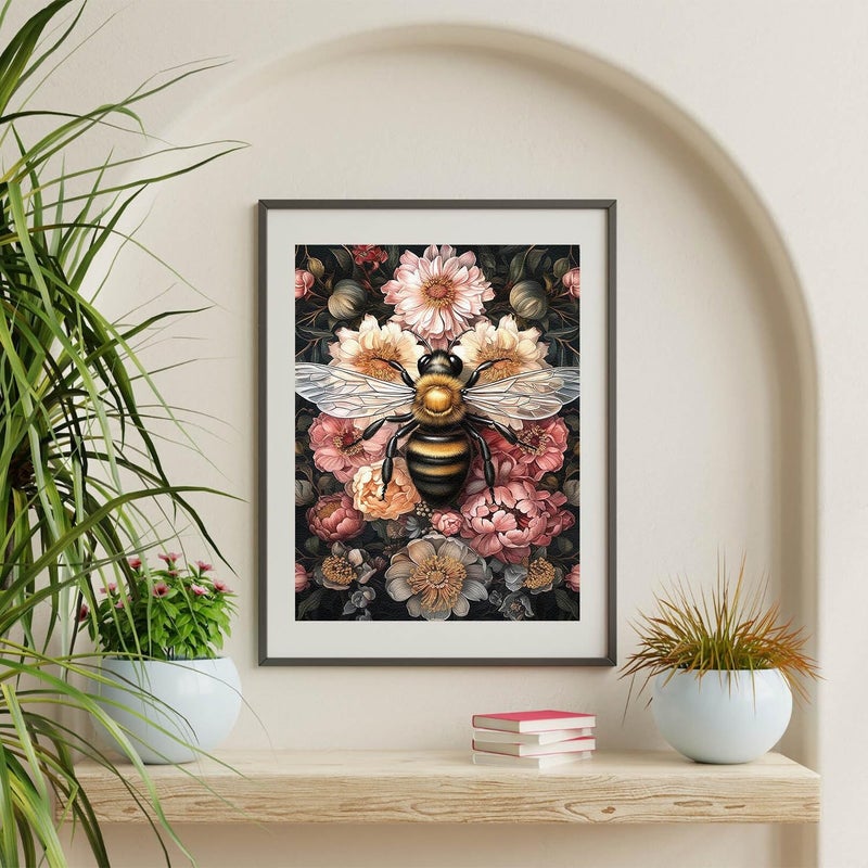 Legrace Bee Diamond Art Painting Kits for Adults - Full Drill Diamond Dots Paintings for Beginners, Flower Round 5D Paint with Diamonds Pictures Gem Art Painting Kits DIY Adult Crafts Kits 12x16inch - Image 2