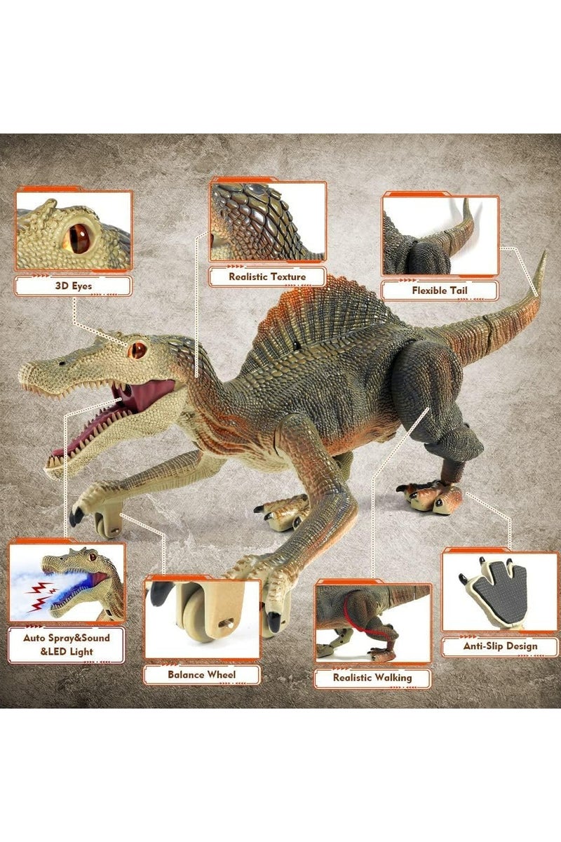 أوزيغالور لعبة ديناصور سبينوصور، روبوت ديناصور كهربائي قابل لإعادة الشحن مع صوت زئير وعينين LED، هدية تعليمية للأطفال الصبيان والبنات من عمر 3 سنوات فما فوق - Image 2