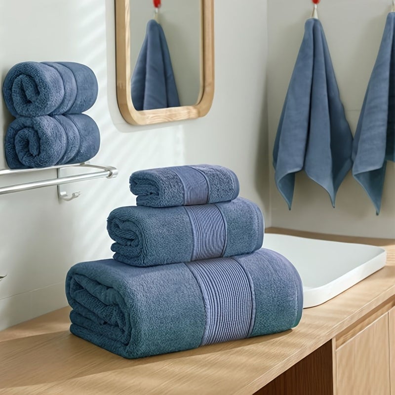 Yellow Three Piece Set Ultra Soft Quick Dry High Absorbent Geometric Pattern Embroidered Premium Bath Towel For Yoga Sauna Camping Home Machine Washable Durable Modern Design Spa Lovers Birthday Wedding Housewarming Gift - Image 4
