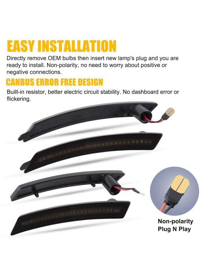 Gempro LED Side Marker Lights Front Rear Fender Marker Lamps for 2008-2014 MINI Cooper R55 R56 R57 R58 R59 R60 R61, Smoked Len - Image 4
