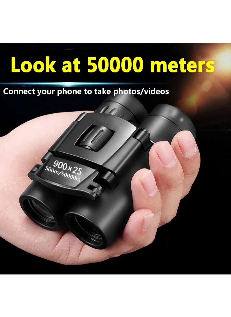 HD Zoom Portable 900x25 Powerful Binoculars Long Range Bak4 Telescope Jumelles Folding Low Light Binoculars For Hunting Camping