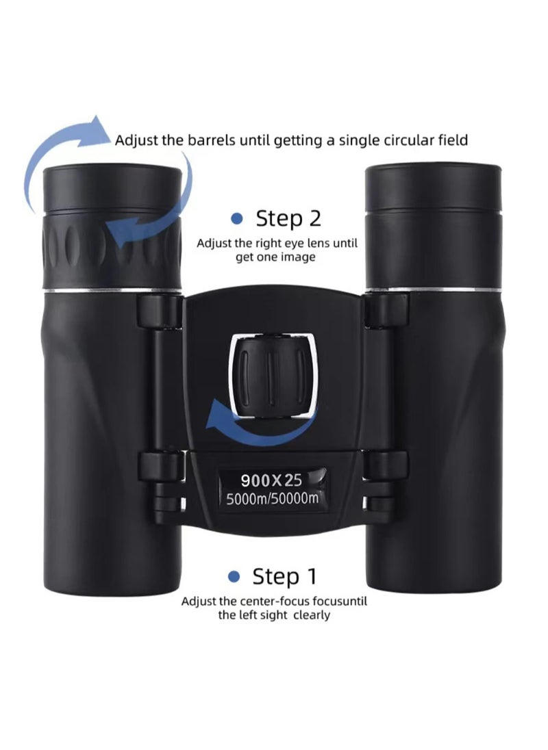 Generic HD Zoom Portable 900x25 Powerful Binoculars Long Range Bak4 Telescope Jumelles Folding Low Light Binoculars For Hunting Camping  - Image 4