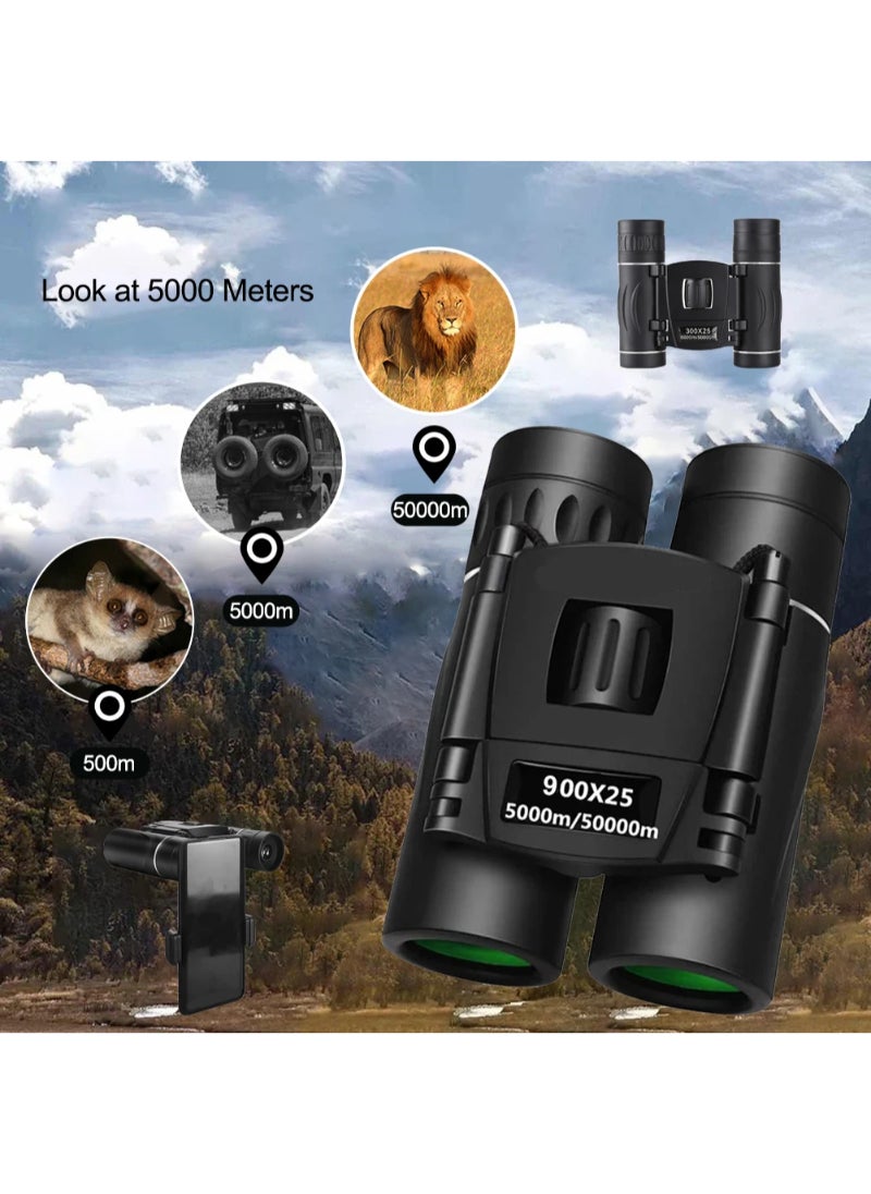 HD Zoom Portable 900x25 Powerful Binoculars Long Range Bak4 Telescope Jumelles Folding Low Light Binoculars For Hunting Camping