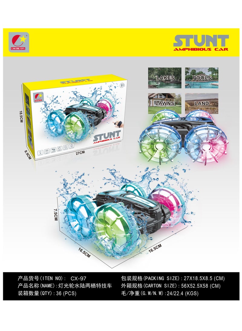 FUNFY Aqua Stunt RC Car | Illuminating Lights | 4WD | Water-Resistant | Thrilling Stunts on Land & Water | All-Terrain Fun for Kids  - Image 1