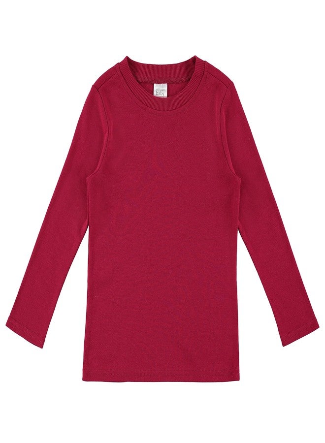 Cudlie 5-Pack Infant Girl Long Sleeve Shirt - Basic Baby Tees, Blouses, Pajama Tops - Solid Polka Dot & Printed Tshirts, 12M, Burgundy, Coral Blue, Heather Light Grey, Yellow Polka Dot, Pink Kind - Image 5