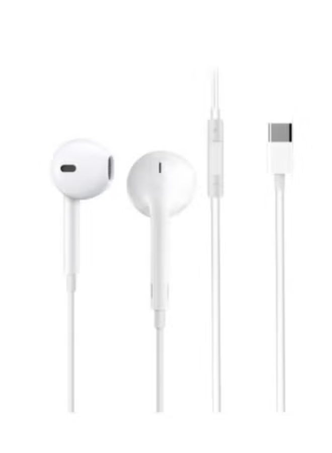 باور بلس سماعات أذن مع سماعات أذن سلكية USB C مع ميكروفون وتحكم في مستوى الصوت، سماعات داخل الأذن لهاتف iPhone 15 Pro Max وiPad Pro/Air وSamsung (أبيض) - Image 3
