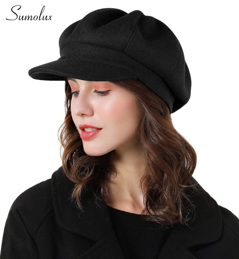 Sumolux Women Beret Cap Newsboy Hat French Wool Classic Autumn Spring Winter Hats - Image 2