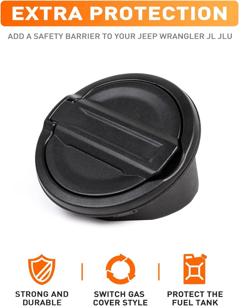 Savadicar Gas Cap Cover for Jeep Wrangler JL JLU 2018-2025 - Black ABS & Aluminum Alloy - Image 2