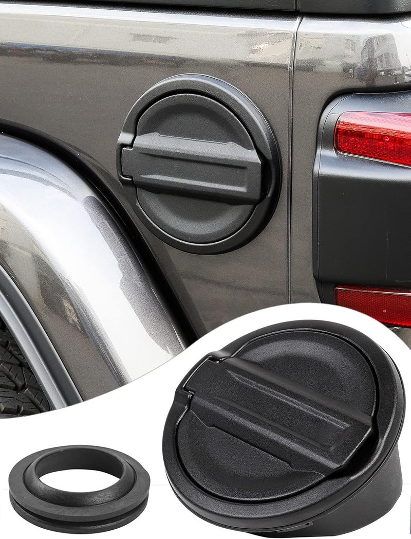 Savadicar Gas Cap Cover for Jeep Wrangler JL JLU 2018-2025 - Black ABS & Aluminum Alloy - Image 1
