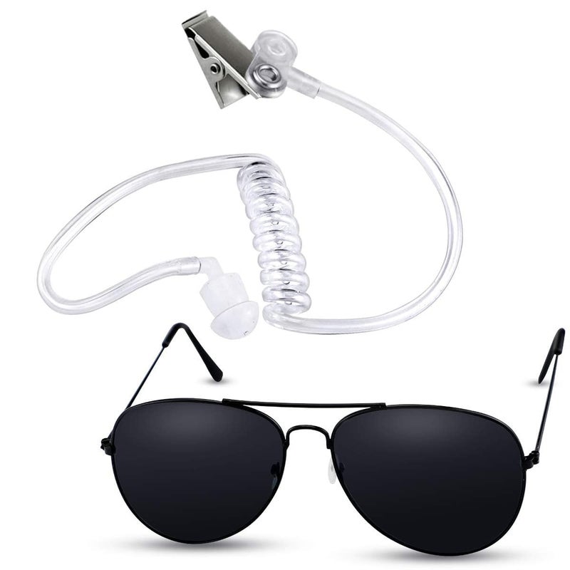 Twdrer 2-Piece Spy Agent Costume Set with Earpiece & Sunglasses, Secret Service Security Guard Accessories for Men Wome, Halloween Cosplay Party - Image 1