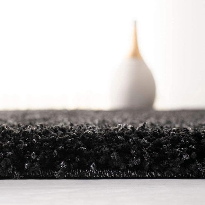 ENIGMATIC Soft Washable Anti Skid Shaggy Carpet – Fluffy Carpet for Living Room & Bedroom, Premium High Pile Rug (5x5 feet, Black) - Image 4