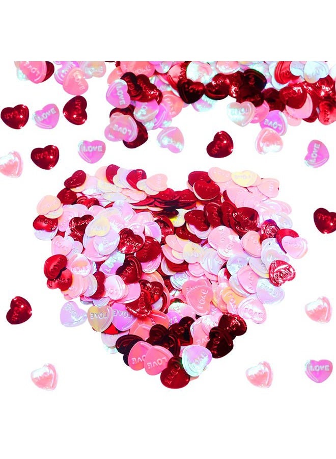 Heureppy 600 Pieces Valentine's Day Confetti Rose-gold Red Heart Confetti Valentines Decor Sequin Paper Confetti for Wedding Anniversary Engagement Bachelorette Party Favor Table Valentine's Day Decorations - Image 1