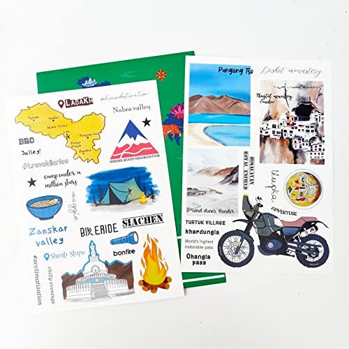 anujarusiya Indian City Journal Stickers of - Goa, Rajasthan, Ladakh, Pondicherry & Auroville |135 Matte Laminated Stickers | Packed in an Envelope | Wonderful Gift to Self(Paper)-Self-Adhesive - Image 4