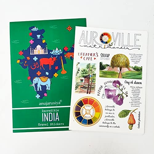 anujarusiya Indian City Journal Stickers of - Goa, Rajasthan, Ladakh, Pondicherry & Auroville |135 Matte Laminated Stickers | Packed in an Envelope | Wonderful Gift to Self(Paper)-Self-Adhesive - Image 2