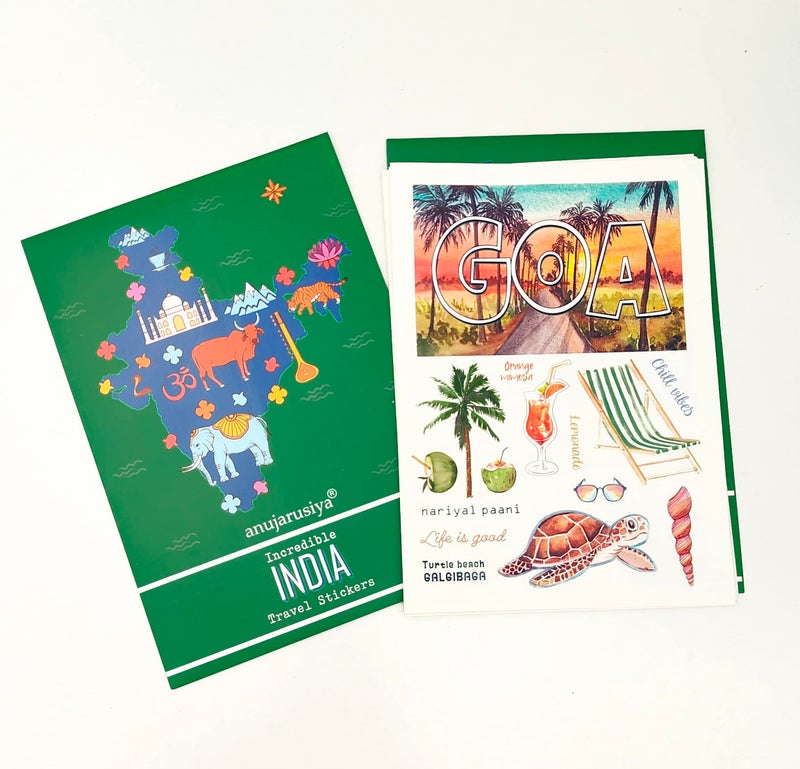 anujarusiya Indian City Journal Stickers of - Goa, Rajasthan, Ladakh, Pondicherry & Auroville |135 Matte Laminated Stickers | Packed in an Envelope | Wonderful Gift to Self(Paper)-Self-Adhesive - Image 3
