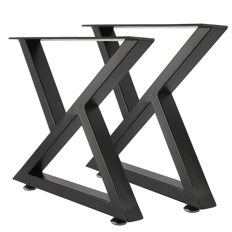 HIRVALL Table Bench Legs 16 Table Legs SandGlass Shaped Industrial Metal Legs Set of 2 - Image 1