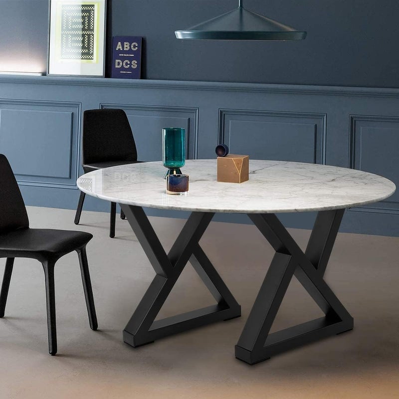 HIRVALL Table Bench Legs 16 Table Legs SandGlass Shaped Industrial Metal Legs Set of 2 - Image 2