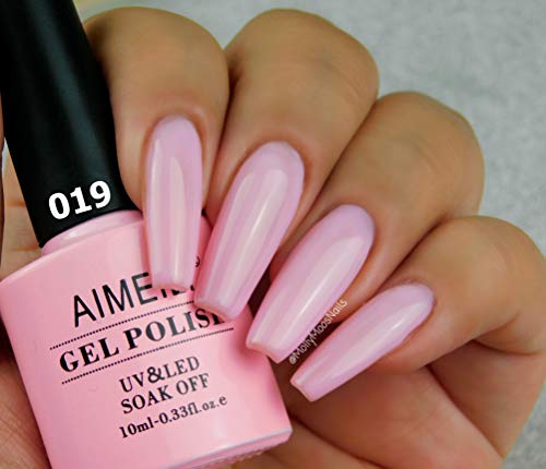 AIMEILI Soak Off U V LED Hema Free Pink Gel Nail Polish Cake Pop 019 10ml - Image 5