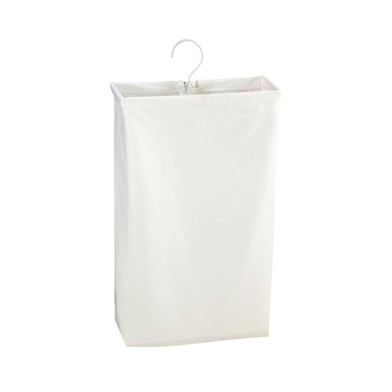 Household Essentials 148 Hanging Cotton Canvas Laundry Hamper Bag  White 6 x 16 x 27 Length x Width x Height