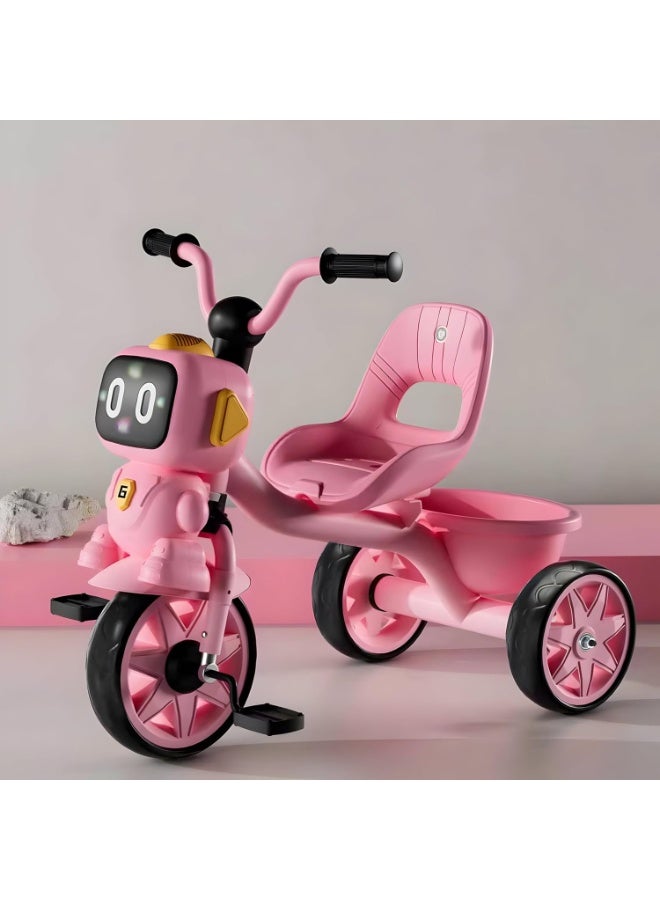 DubaiGallery دراجة ثلاثية للأطفال، دراجة أطفال مع ضوء وموسيقى، دراجة ثلاثية للأطفال مع سلة تخزين خلفية و3 عجلات، دراجة أطفال للفتيان والفتيات من 2 إلى 5 سنوات - Image 5