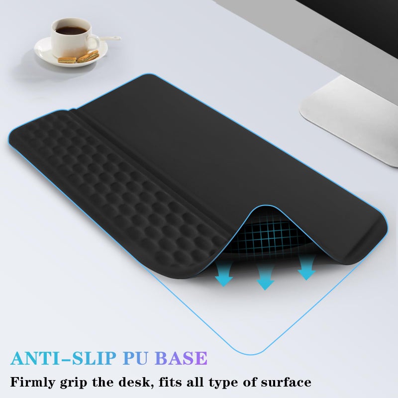 KEPUTAIER Computer Keyboard Stand with Wrist Rest, Ergonomic Tilted Keyboard Holder - Keyboard Riser with Wrist Pad - Keyboard Tray Support for Office Home - Black - Image 5