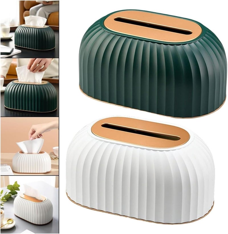 XPY-V9 Nordic Striped Tissue Box Holder,Desktop Tissue Box Toilet Paper Holder, Toilet Paper Box Table Napkin Holder, Car Tissue Paper Dispenser Home Decoration (PETROLEUM)