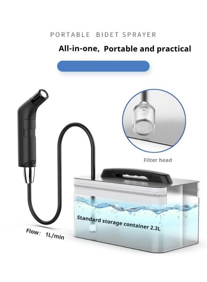 Portable Electric Bidet for Travel – Handheld Muslim Bidet Sprayer with 1.2m Hose and 2.3L Container for Toilet – Camping, Hiking, Home, Baby Care,Outdoor Use – Compact  Portable Shattaf - Image 5