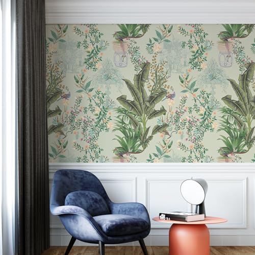 PAPER PLANE DESIGN Indian Ethnic Traditional Vintage Decorative Garden Wallpaper Mural for Living Room (8 FEET X 10 FEET, SELF Adhesive Vinyl) - Image 3